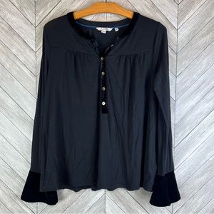 Boden black top with velvet trim